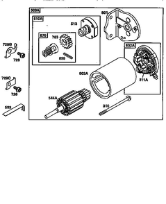 Starter Assembly 2 Diagram and Parts List for 28Q700  Briggs and Stratton Engine
